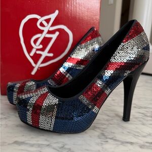Sequin Stiletto Heels - Union Jack